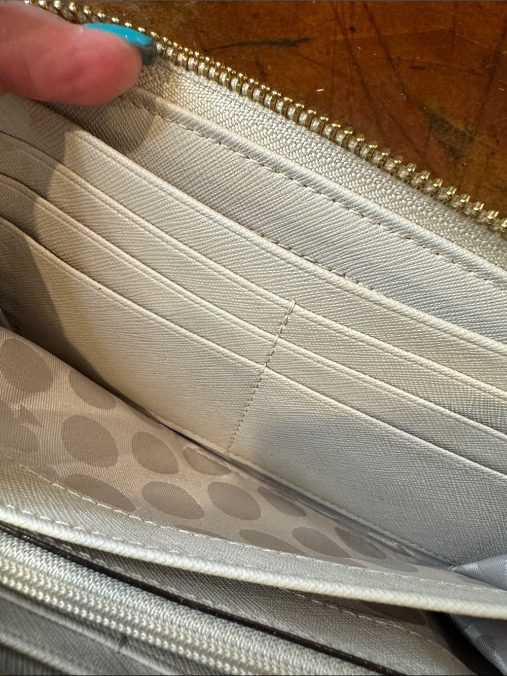 kate spade Neutral and Lemon Colorblock Zip Wallet with Gold Accent - Picture 6 of 13